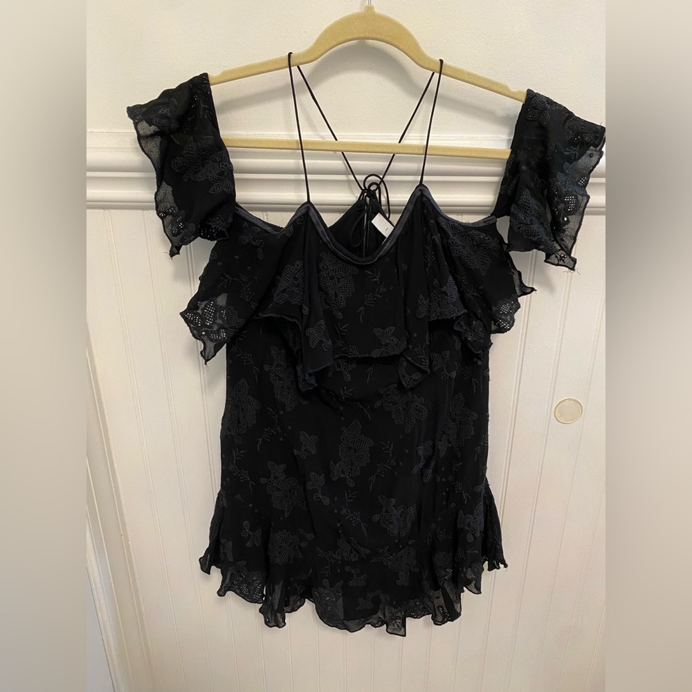 IRO Black Floral Lace Blouse